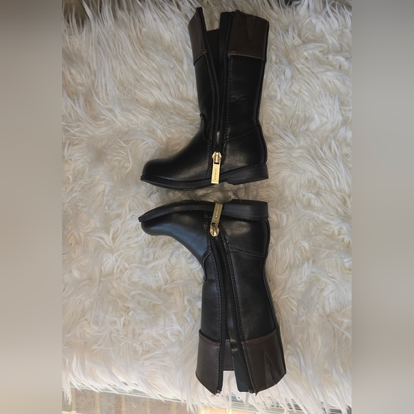 Michael Kors Joslyn Girls Knee High Black Brown Boots Size 2 - Picture 4 of 5
